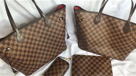 louis vuitton neverfull mm damier ebene real vs fake|louis vuitton checkered tote bag.